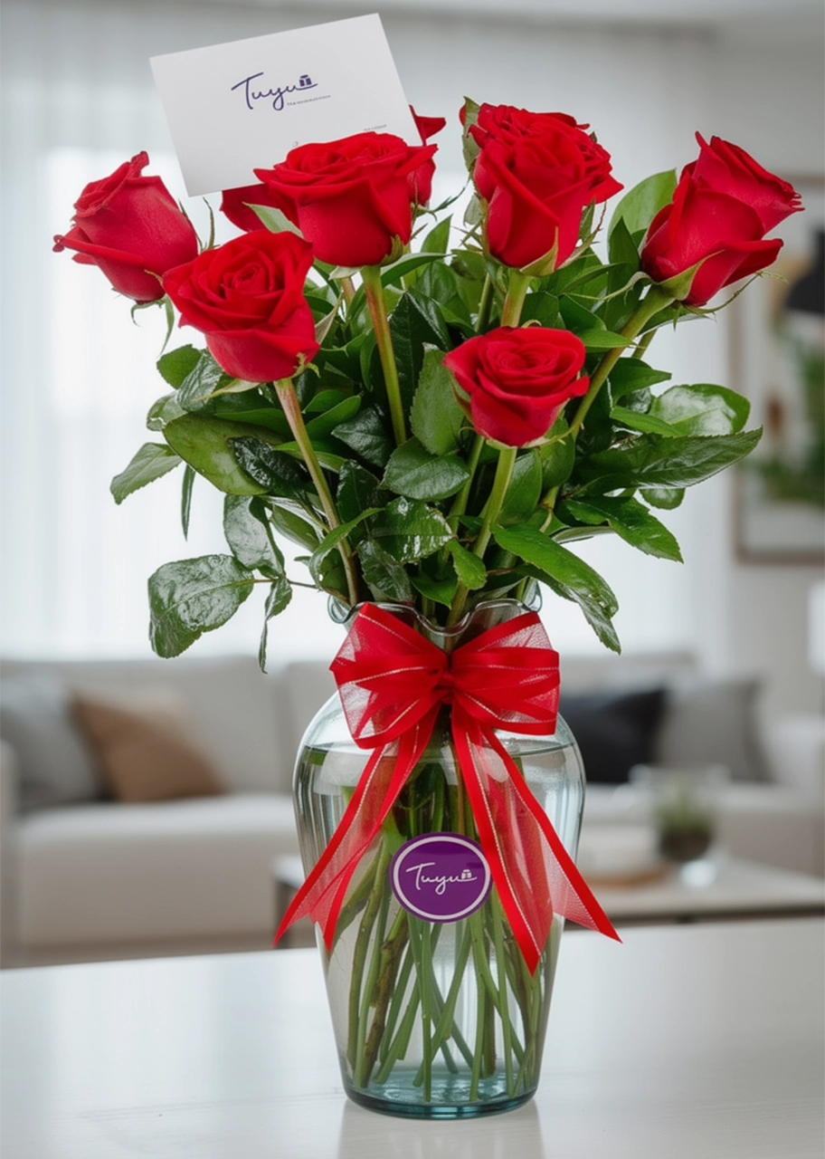 Sorpresa Feliz de 12  Rosas en Deslumbrante Rojo